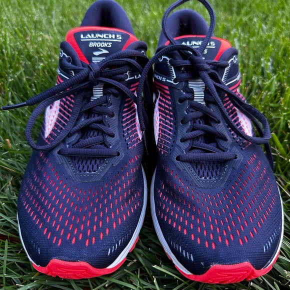 Brooks Launch 9 Women Running Shoes - Navy Blue / Orange / Purple - Picture 2 of 7